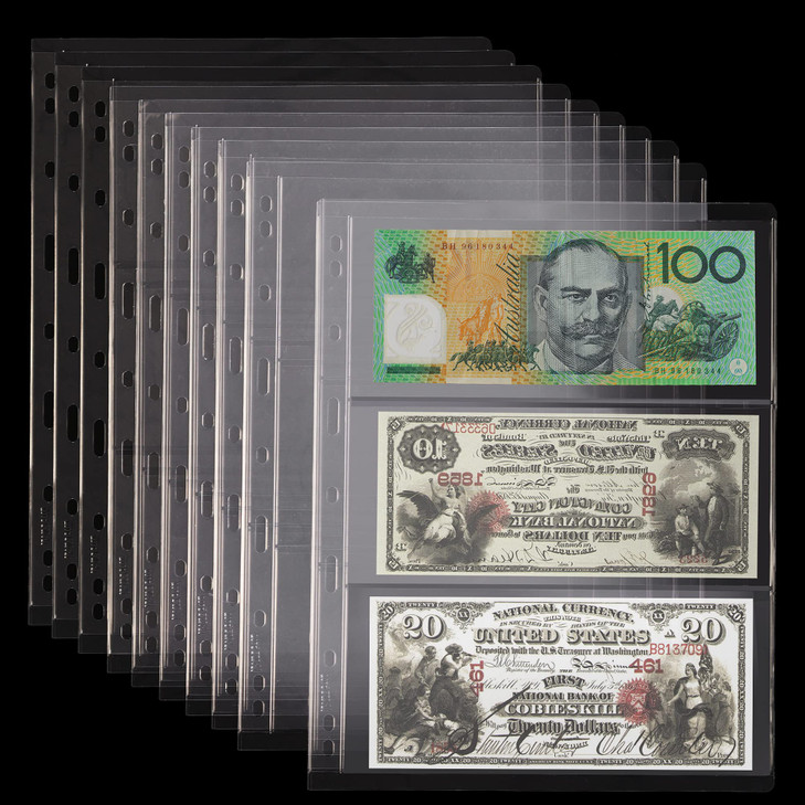 Currency Sleeves for Collectors 12 Sheets AcidFree PVC Paper Money Currency Pocket Pages Coin Collection Supplies 36 Poc